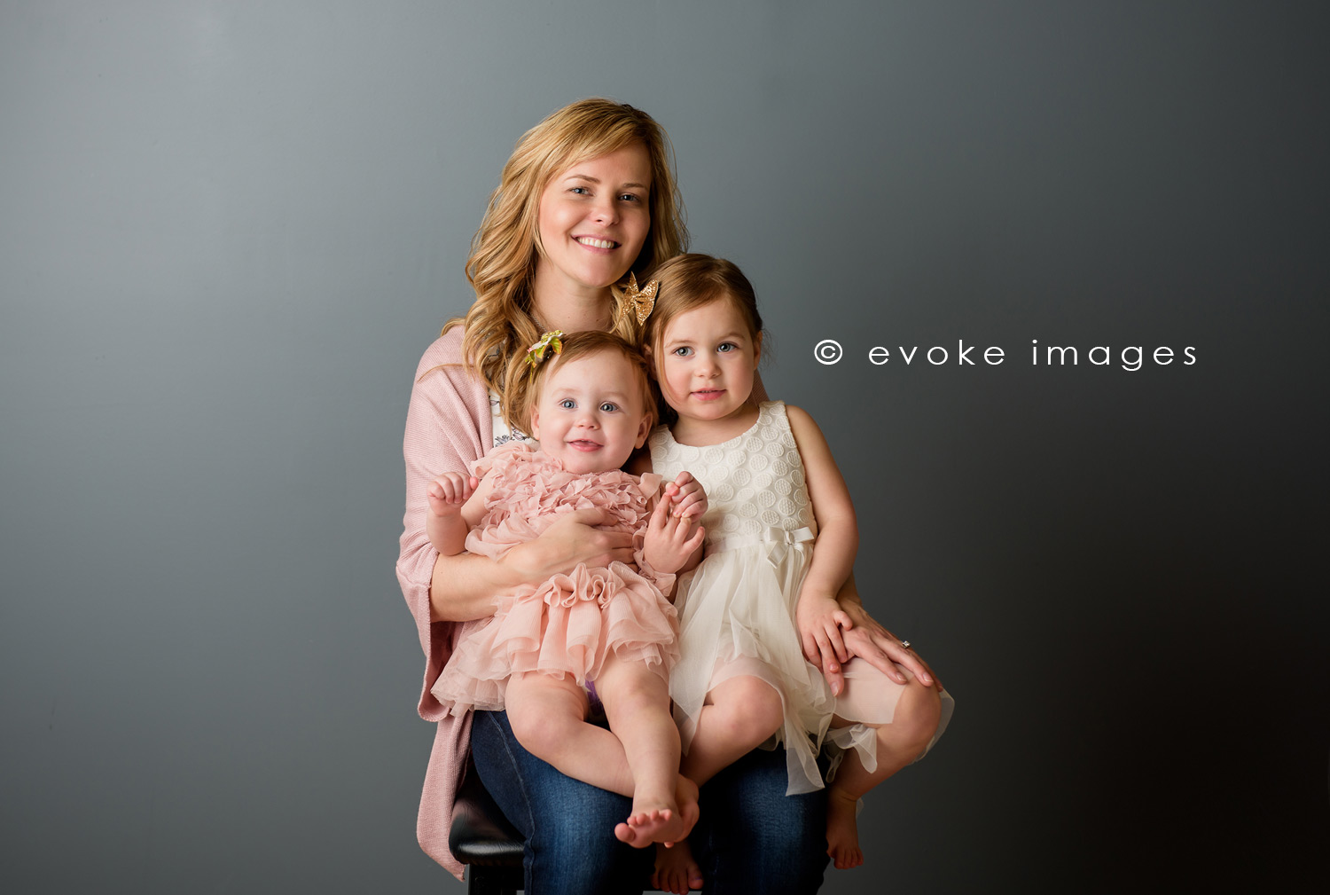 studio family portrait mom and daughters